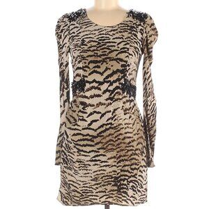Madison Marcus 100% Silk Sequin animal print formal Mini Dress